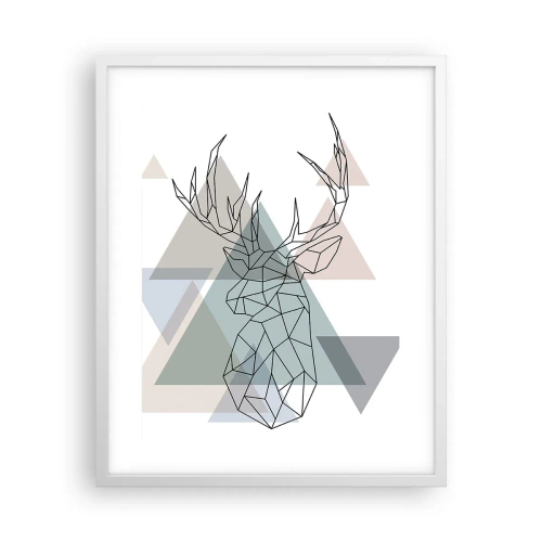 Plakát v bílém rámu - V geometrickém lese - 40x50 cm