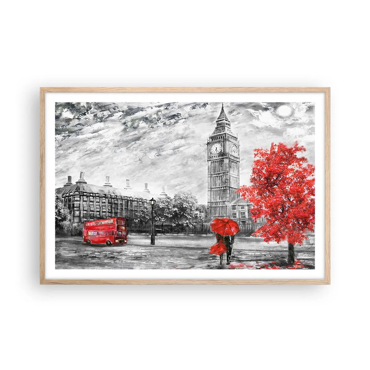 Plakát v rámu světlý dub - Vzrušující den - 91x61 cm