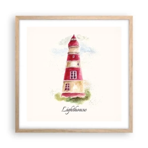 Plakát v rámu světlý dub - Tady je vždy počasí - 50x50 cm