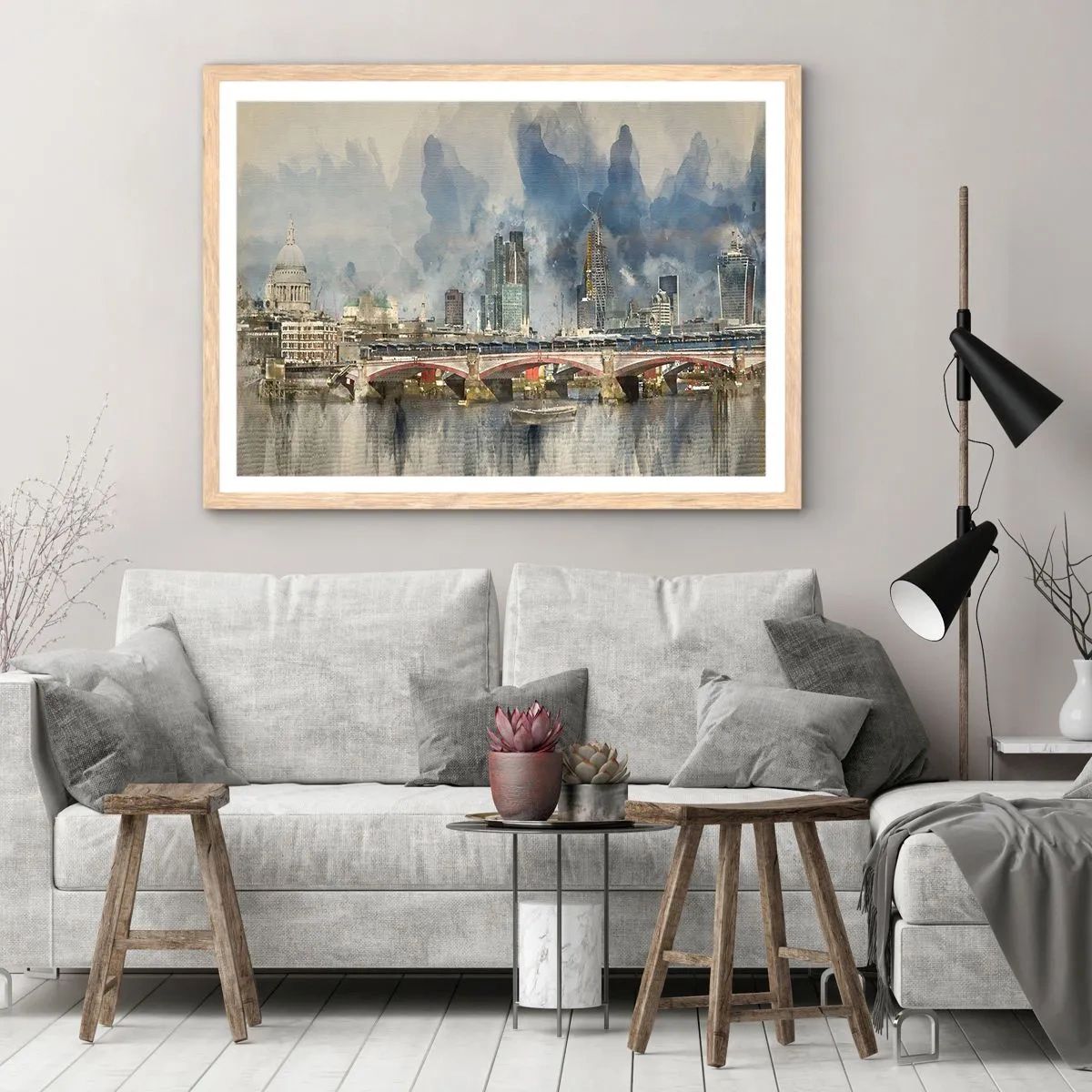 Plakát v rámu světlý dub - Londýn v celé své kráse - 70x50 cm