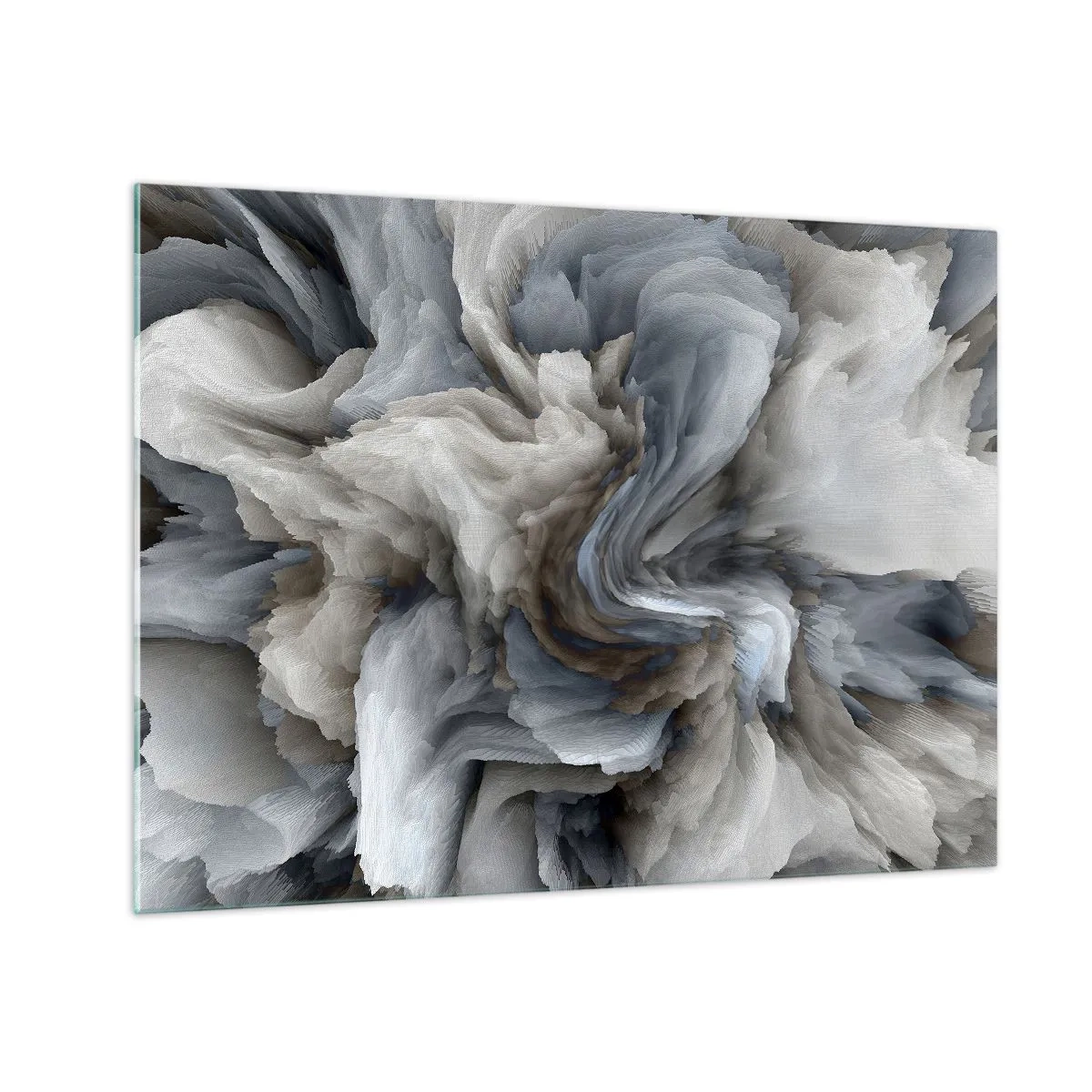 Obraz na skle - Abstraktní kompozice připomínající vířící peří - 70x50cm - Kámen a květ - Moderní nástěnná dekorace do obývacího pokoje a ložnice ARTTOR