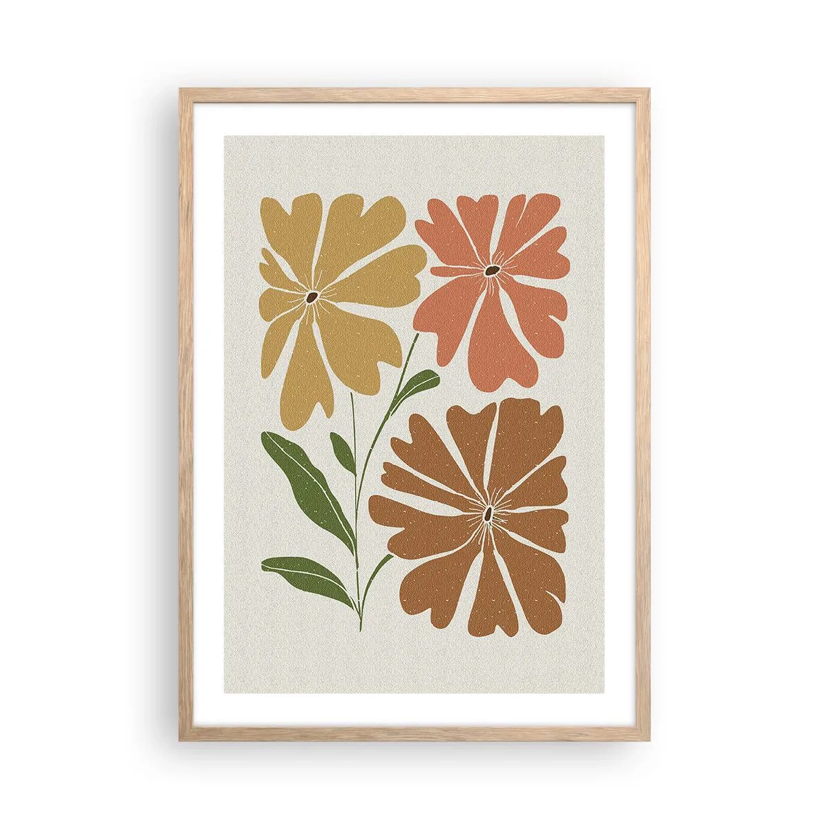 Plakát v rámu světlý dub - Příroda a geometrie - 50x70 cm