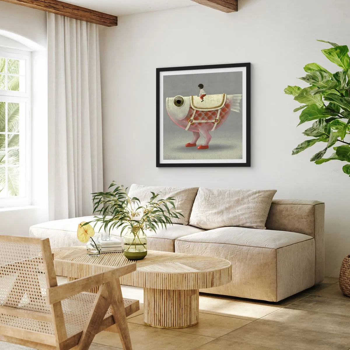 Plakát v černém rámu - Rybí jezdec - 60x60 cm