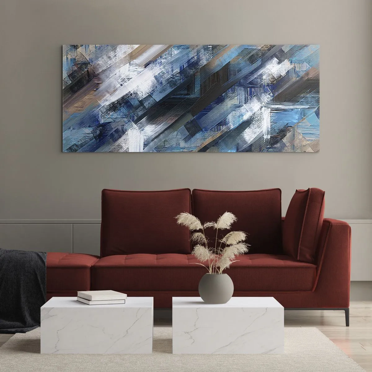 Obraz na skle - Na modrém úkosu - 100x40 cm