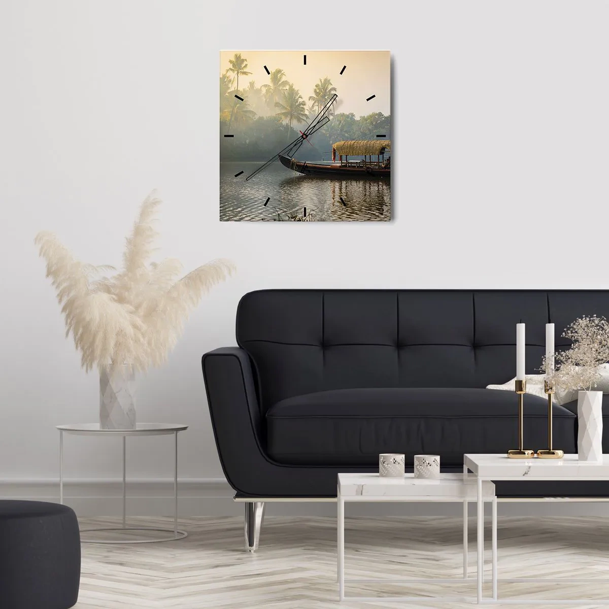 Nástěnné hodiny - Dům na řece - 30x30 cm