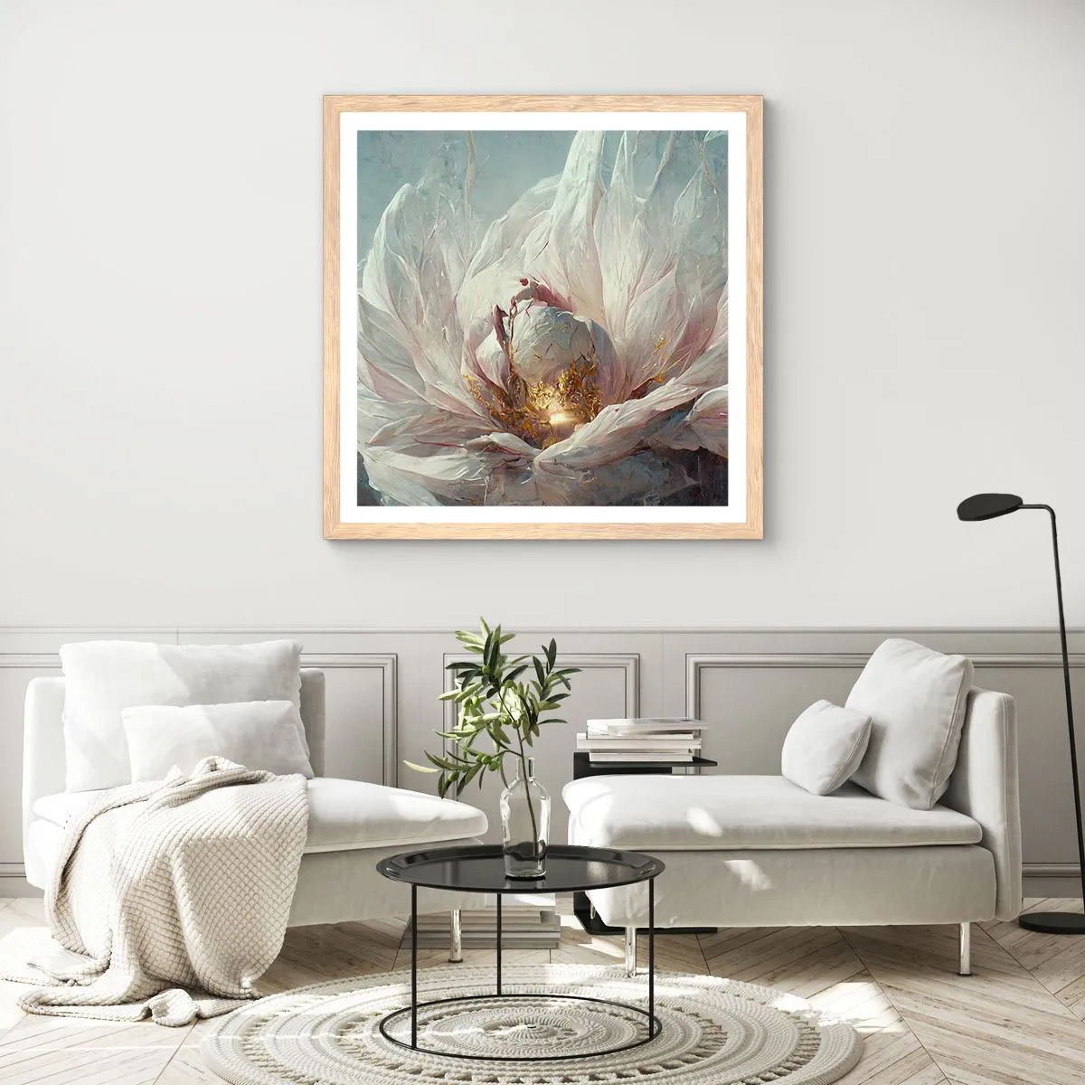 Plakát v rámu světlý dub - Rozkvétá jednou za sto let - 60x60 cm