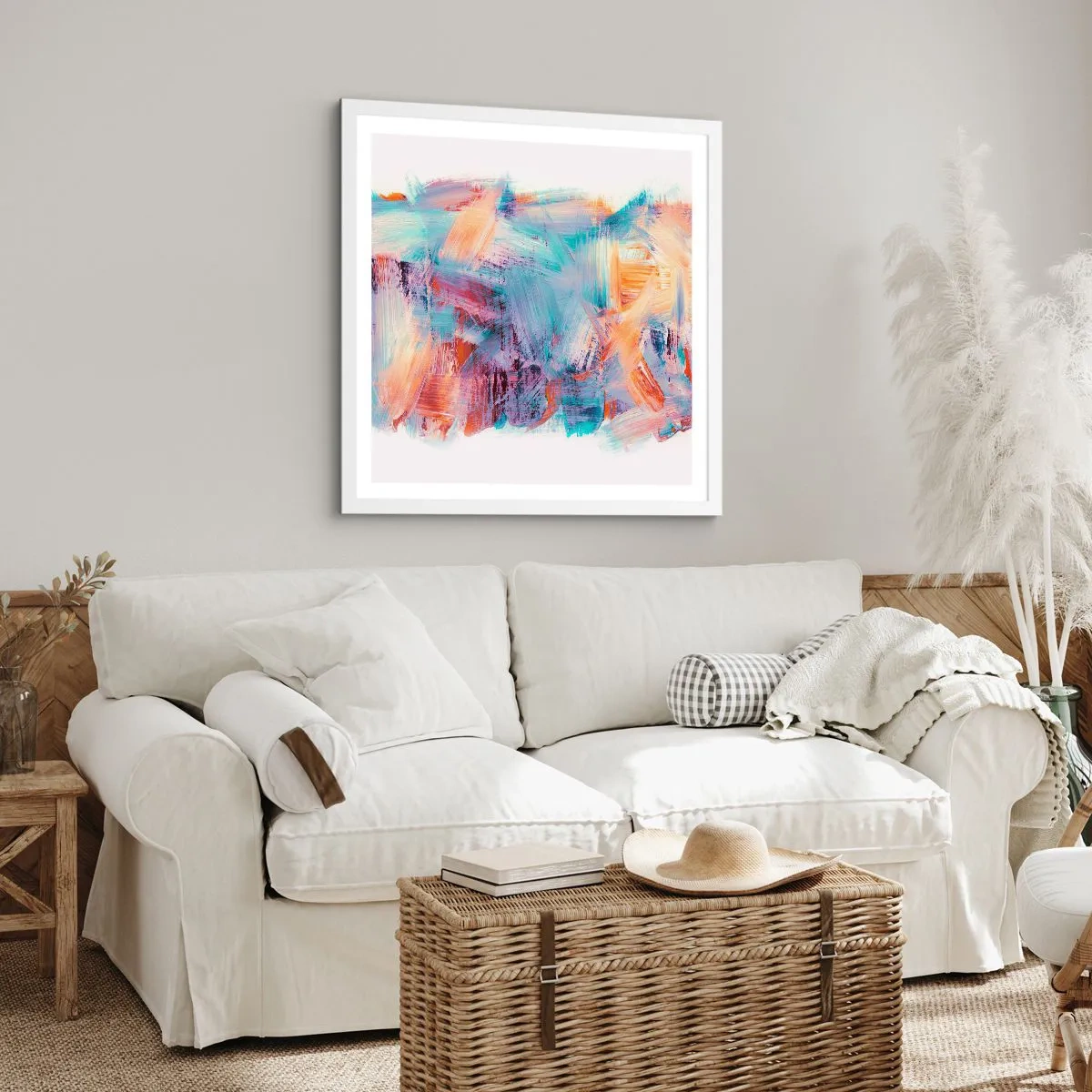 Plakát v bílém rámu - Barevný nepořádek - 50x50 cm