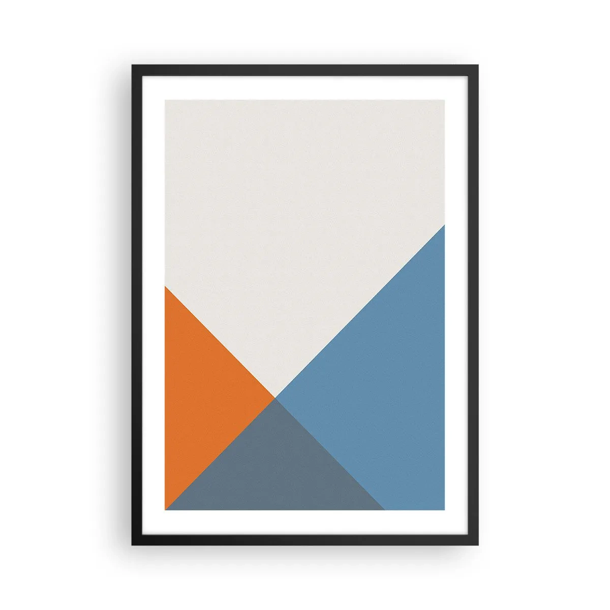 Plakát v černém rámu - Geometrická kompozice v odstínech oranžové a modré - 50x70cm - Pod úhlem… - Moderní nástěnná dekorace do obývacího pokoje a ložnice ARTTOR
