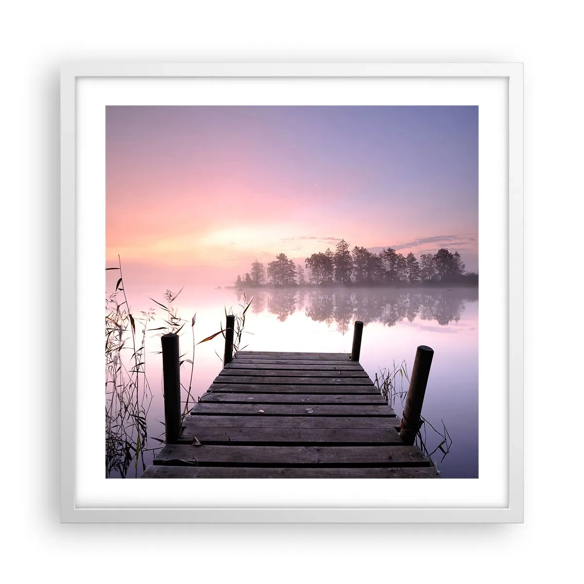 Plakát v bílém rámu - Z liliové mlhy… - 50x50 cm