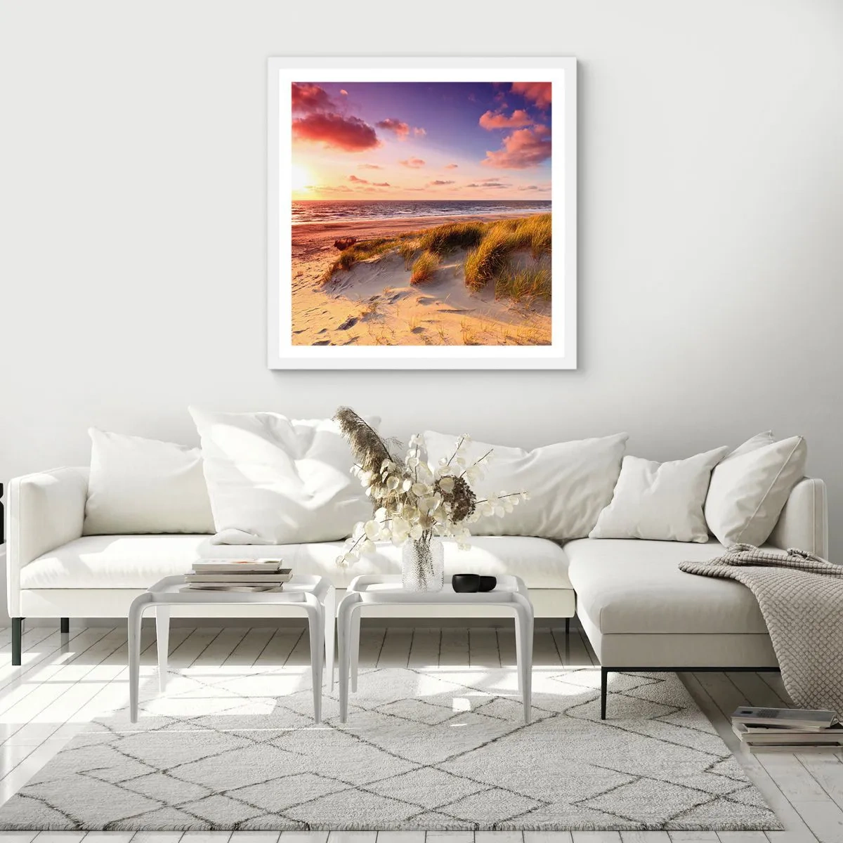 Plakát v bílém rámu - Už v létě voní vzduch - 30x30 cm