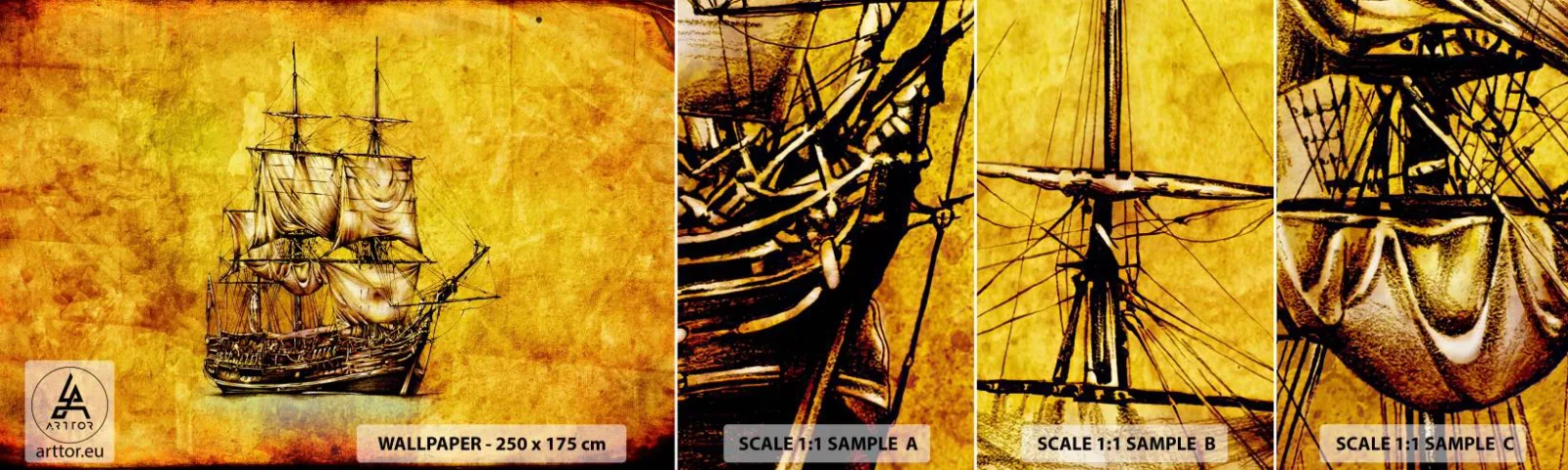 Fototapeta Vzorek Standard Eco - Směr Tortuga! - Námořní, Námořní loď, Plachetnice - 100x30 cm