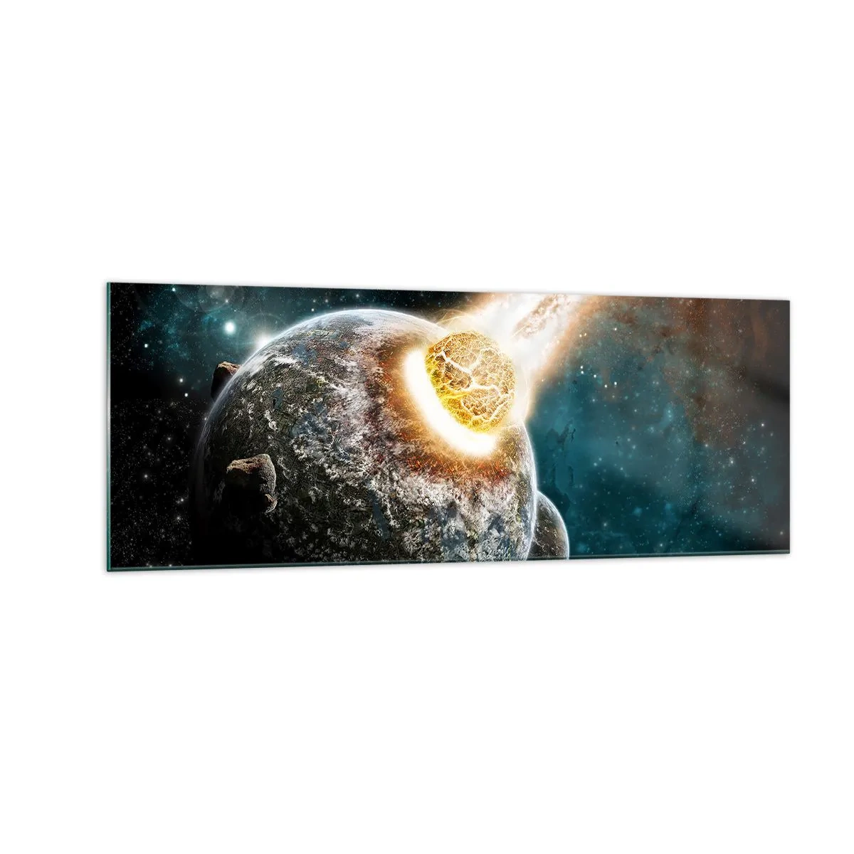 Obraz na skle - Zničení nebo narození? - 140x50 cm