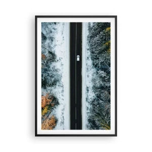 Plakát v černém rámu - Přes zimní les - 61x91 cm