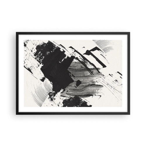 Plakát v černém rámu - Abstrakce – exprese černé - 70x50 cm