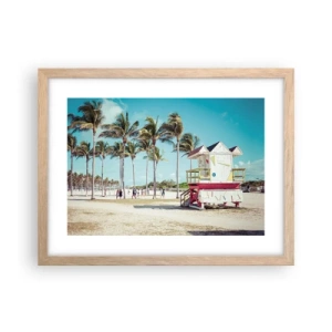 Plakát v rámu světlý dub - Čeká tě krásný den - 40x30 cm