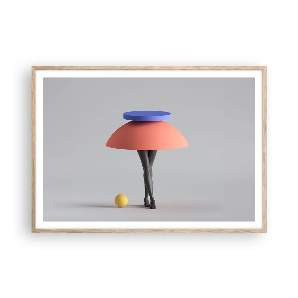 Plakát v rámu světlý dub - Surrealistická kompozice - 100x70 cm