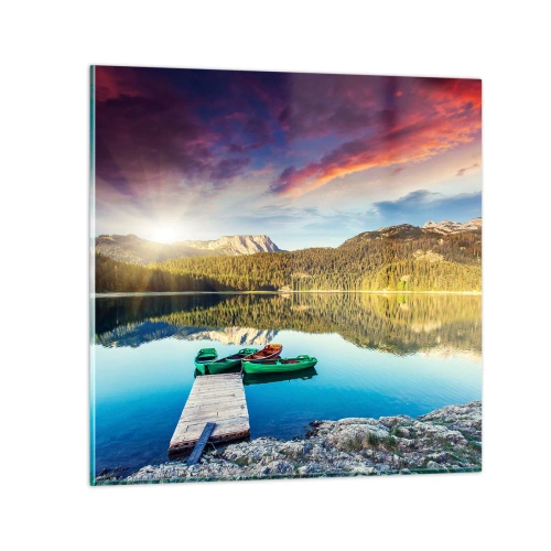 Obraz na skle - U vody hladké jako zrcadlo - 70x70 cm