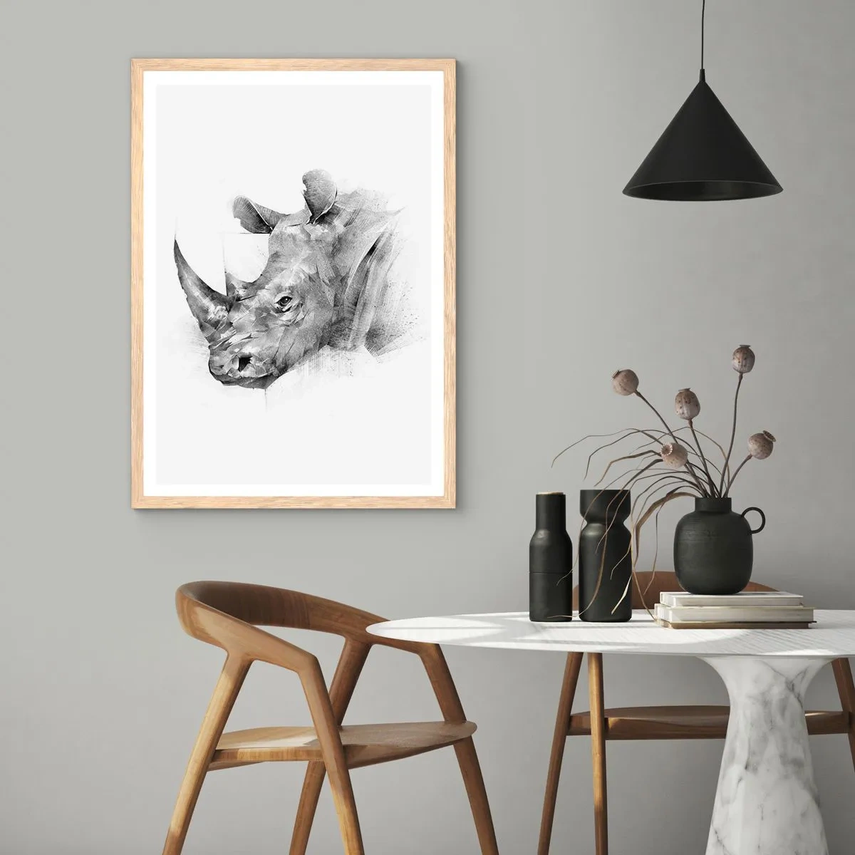 Plakát v rámu světlý dub - Africký portrét - 50x70 cm