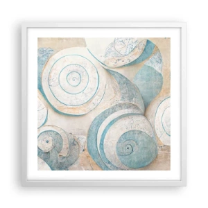 Plakát v bílém rámu - Co skrývá mušle? - 50x50 cm