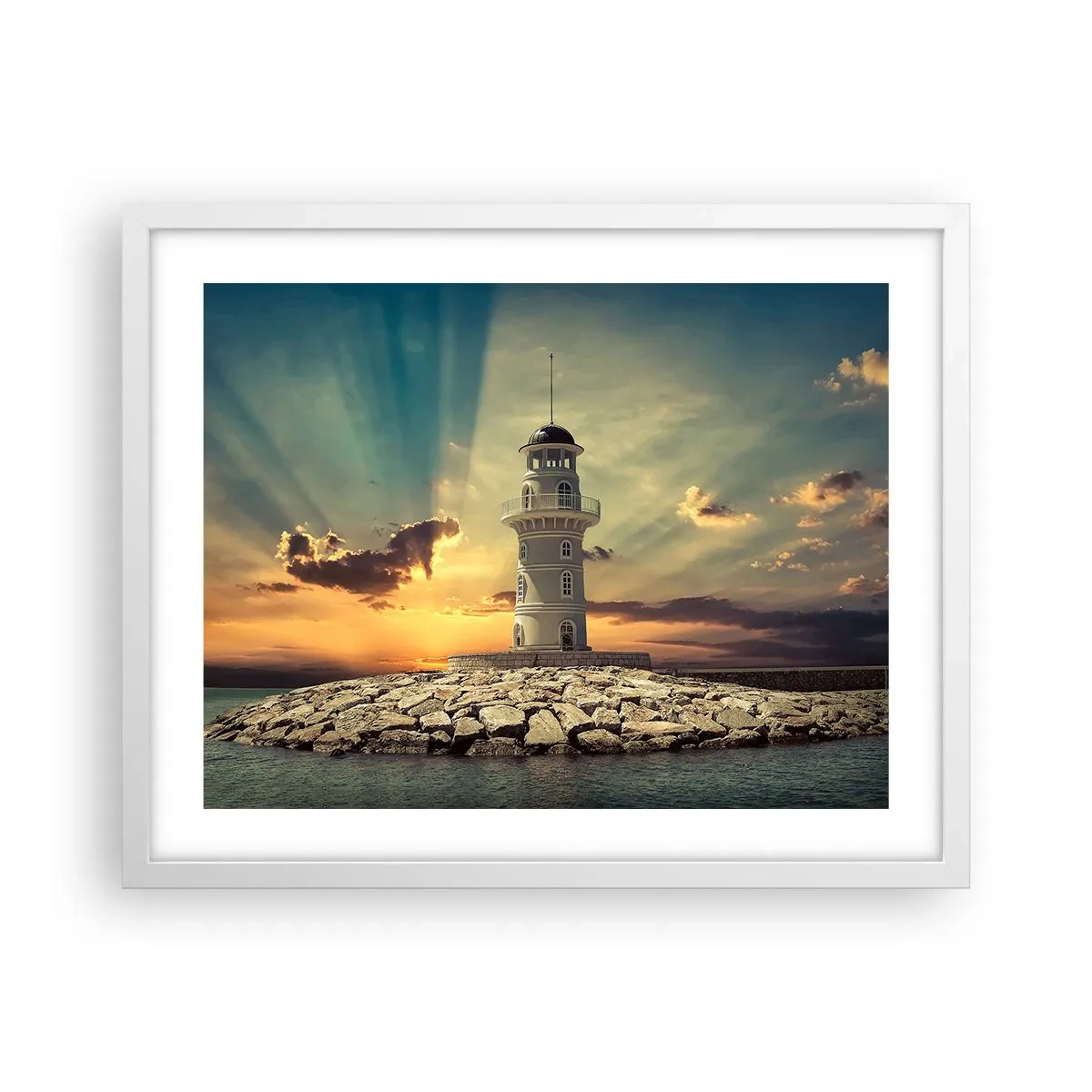 Plakát v bílém rámu - Světlo - Dobro - Krása - 50x40 cm