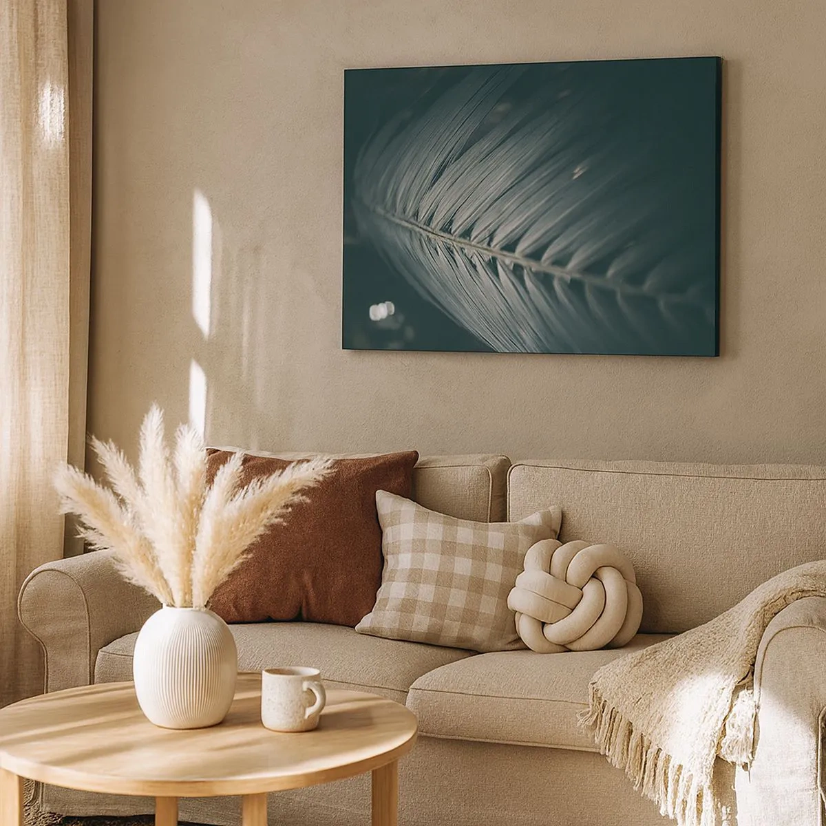 Obraz na plátně - Detail tmavého palmového listu - 70x50cm - Přesnost přírody - Moderní nástěnná dekorace do obývacího pokoje a ložnice ARTTOR