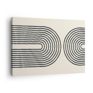 Obraz na plátně - Abstraktní geometrický vzor se symetrickými čarami na světlém pozadí - 70x50cm - Již brzy… - Moderní nástěnná dekorace do obývacího pokoje a ložnice ARTTOR