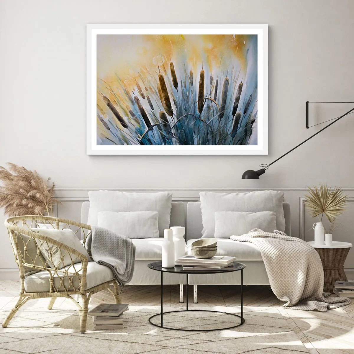 Plakát v bílém rámu - Chlad vody, žár slunce - 91x61 cm