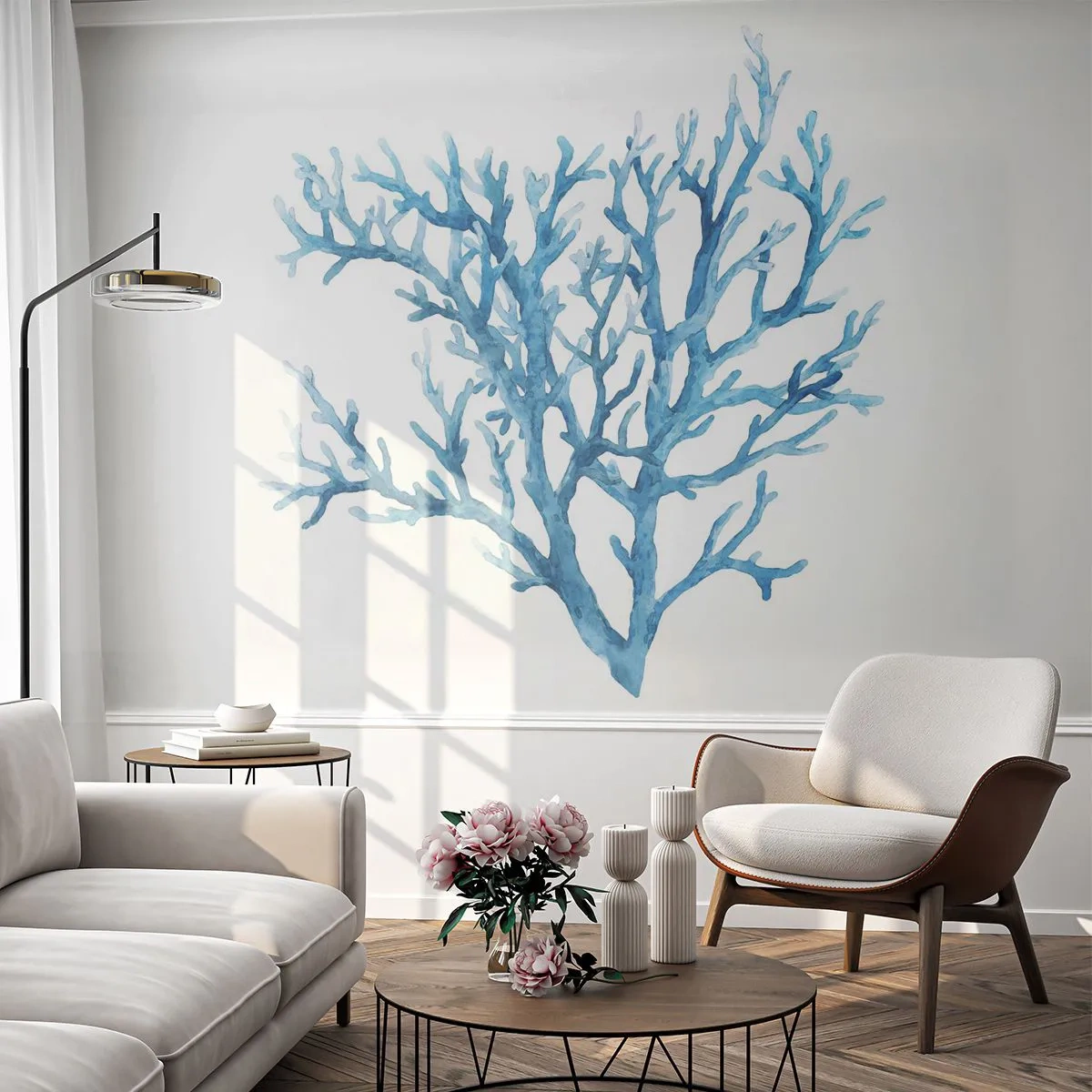 Fototapeta na míru Premium Canvas - Mořský filigrán - Korál, Pobřeží, Minimalistický