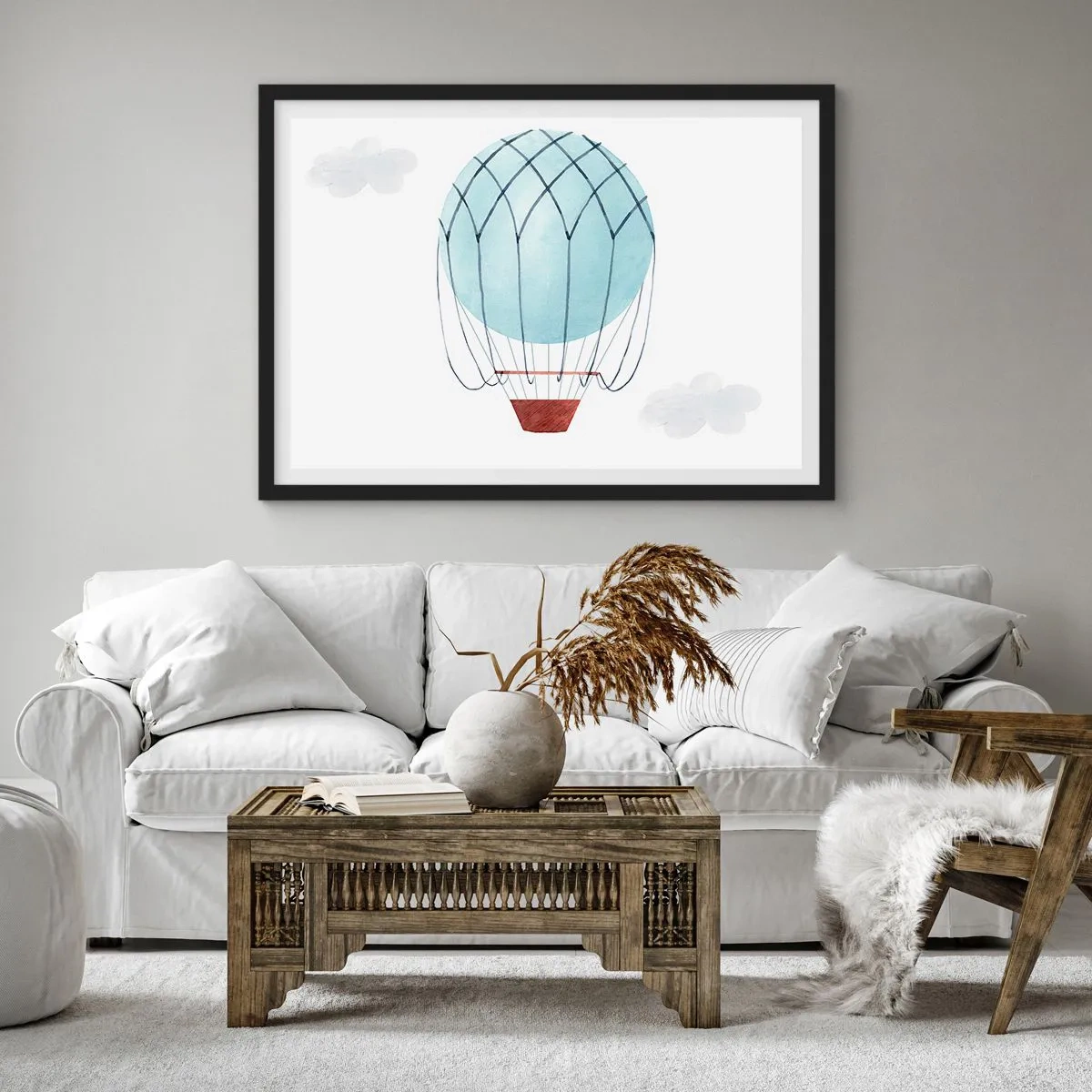 Plakát v černém rámu - Celý v oblacích - 100x70 cm