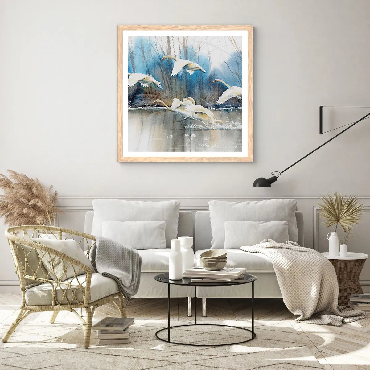 Plakát v rámu světlý dub - Jako v povídce o divokých labutích - 30x30 cm