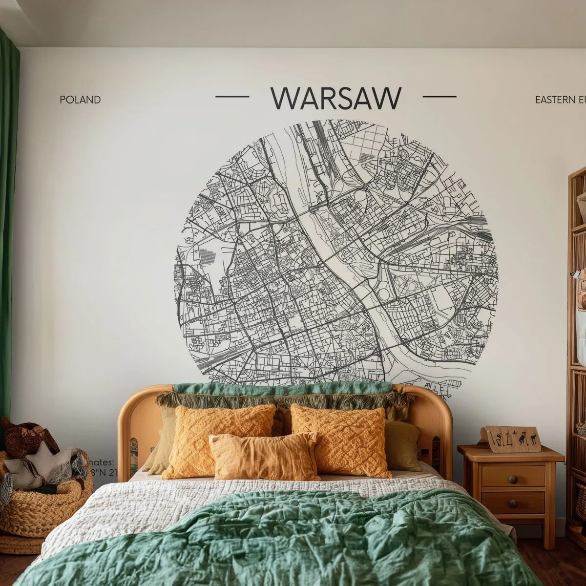 Fototapeta Premium Sand - Anatomie Varšavy - Mapa, Varšava, Polsko - 350x256 cm
