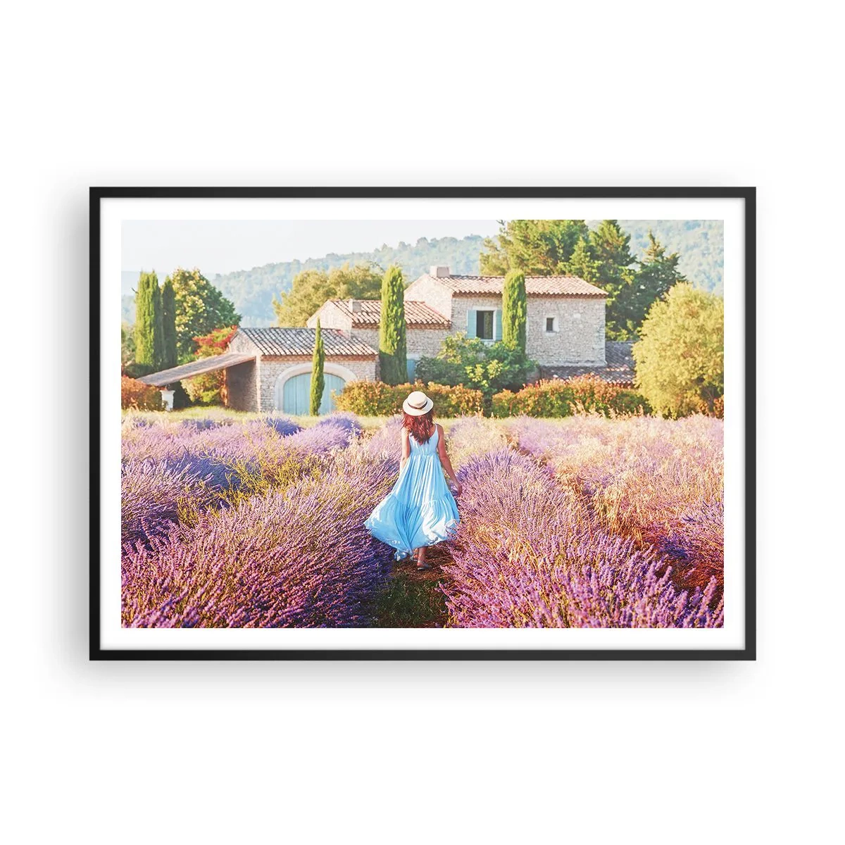 Plakát v černém rámu - Levandulová dívka - 100x70 cm