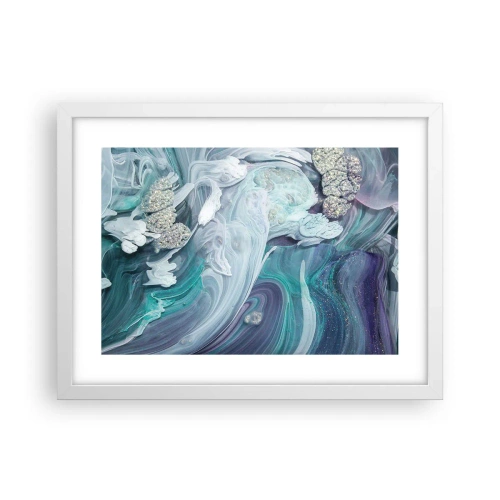 Plakát v bílém rámu - Proudy modré - 40x30 cm