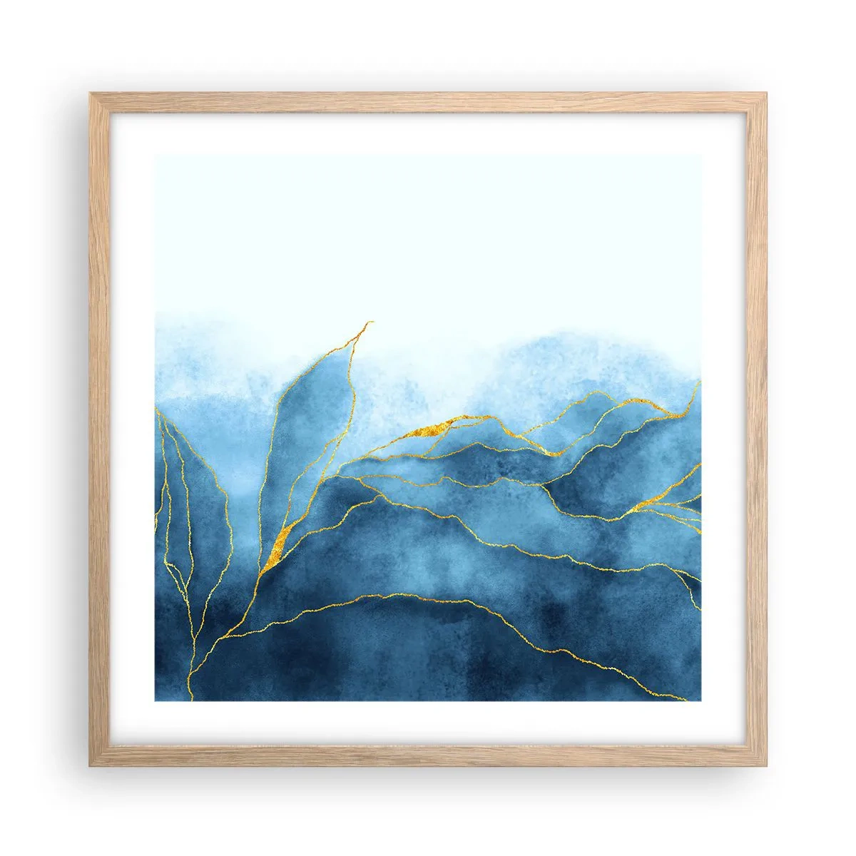 Plakát v rámu světlý dub - Blankyt ve zlatě - 50x50 cm