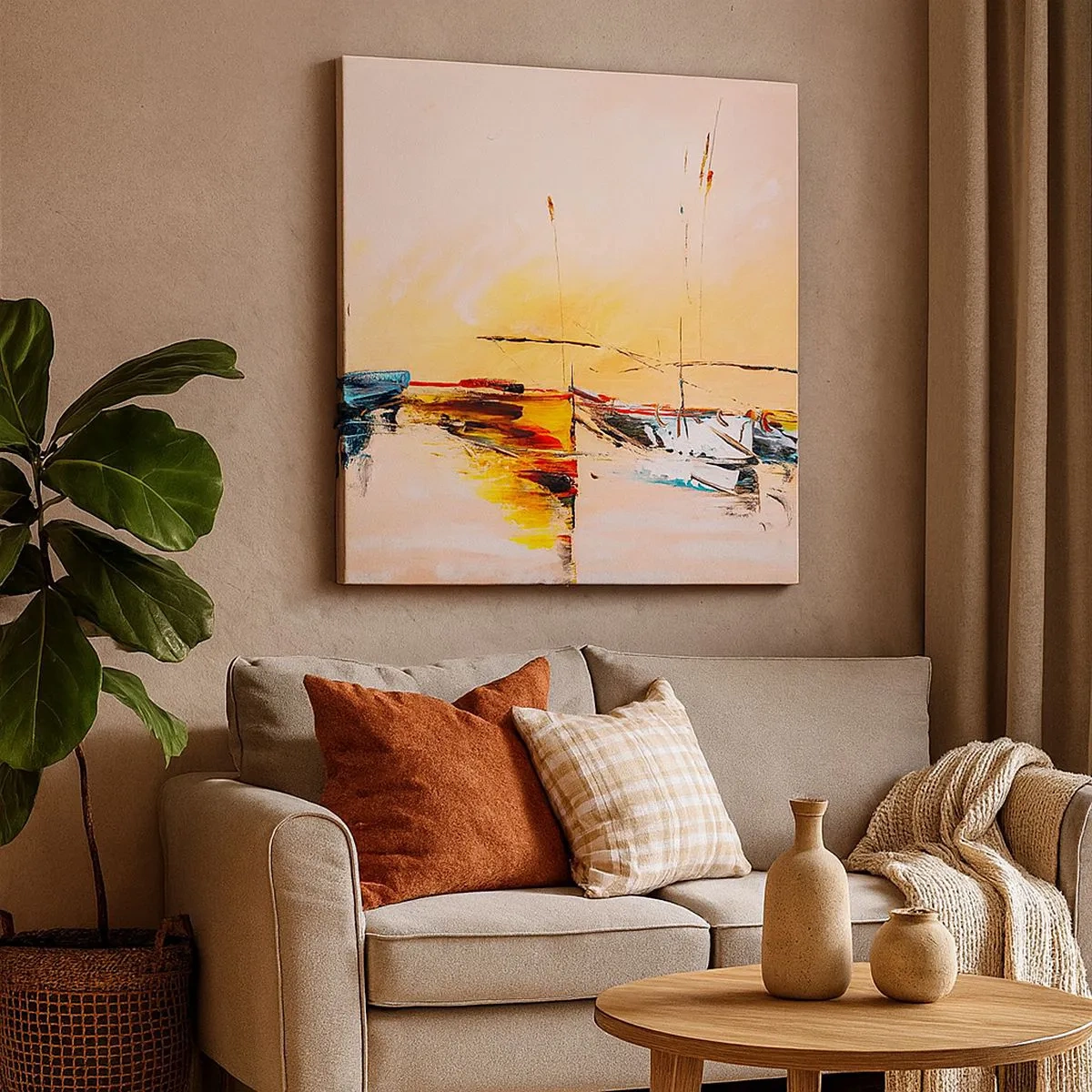 Obraz na plátně - Večer v přístavu - 30x30 cm