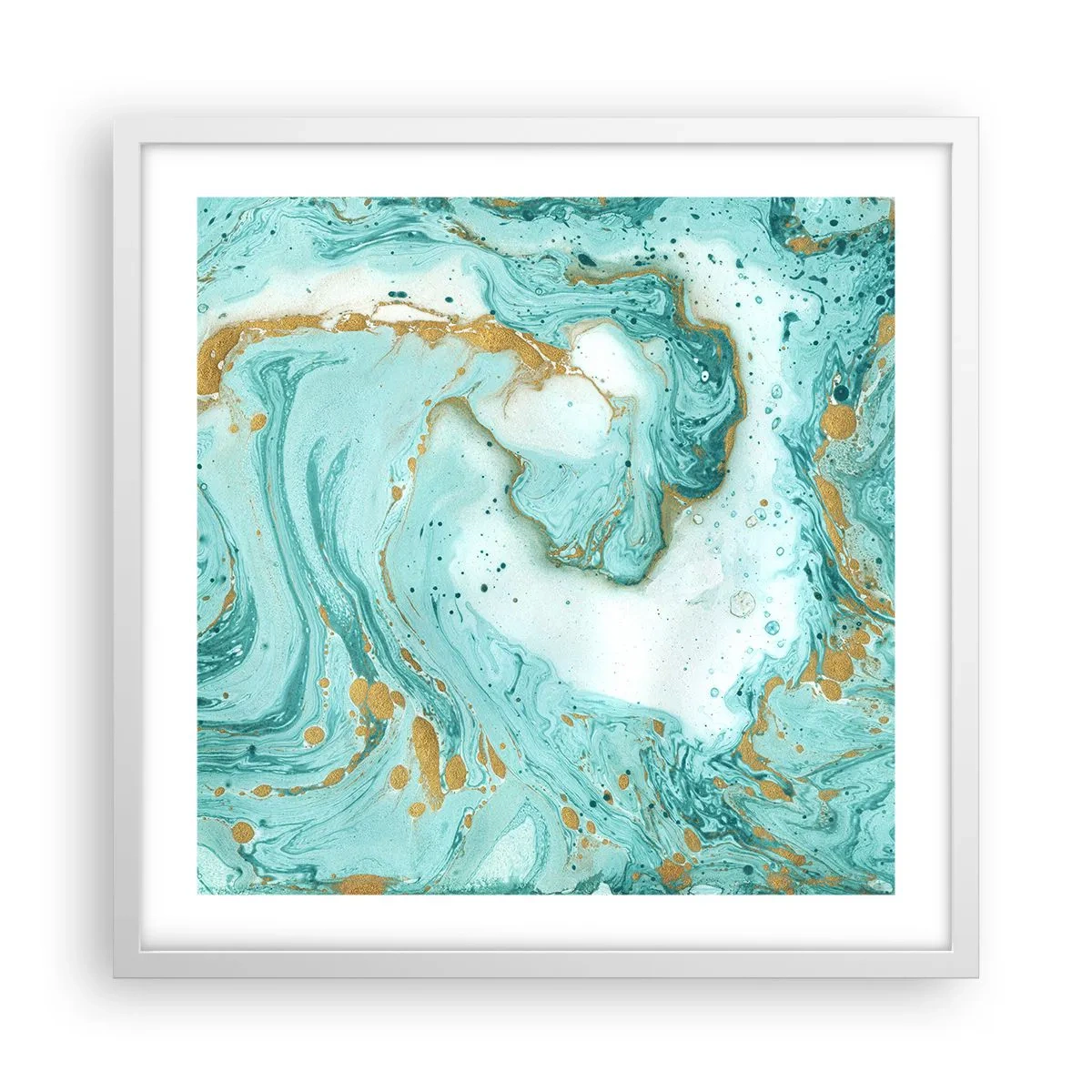 Plakát v bílém rámu - Pod velkou vlnou z epochy Edo - 50x50 cm