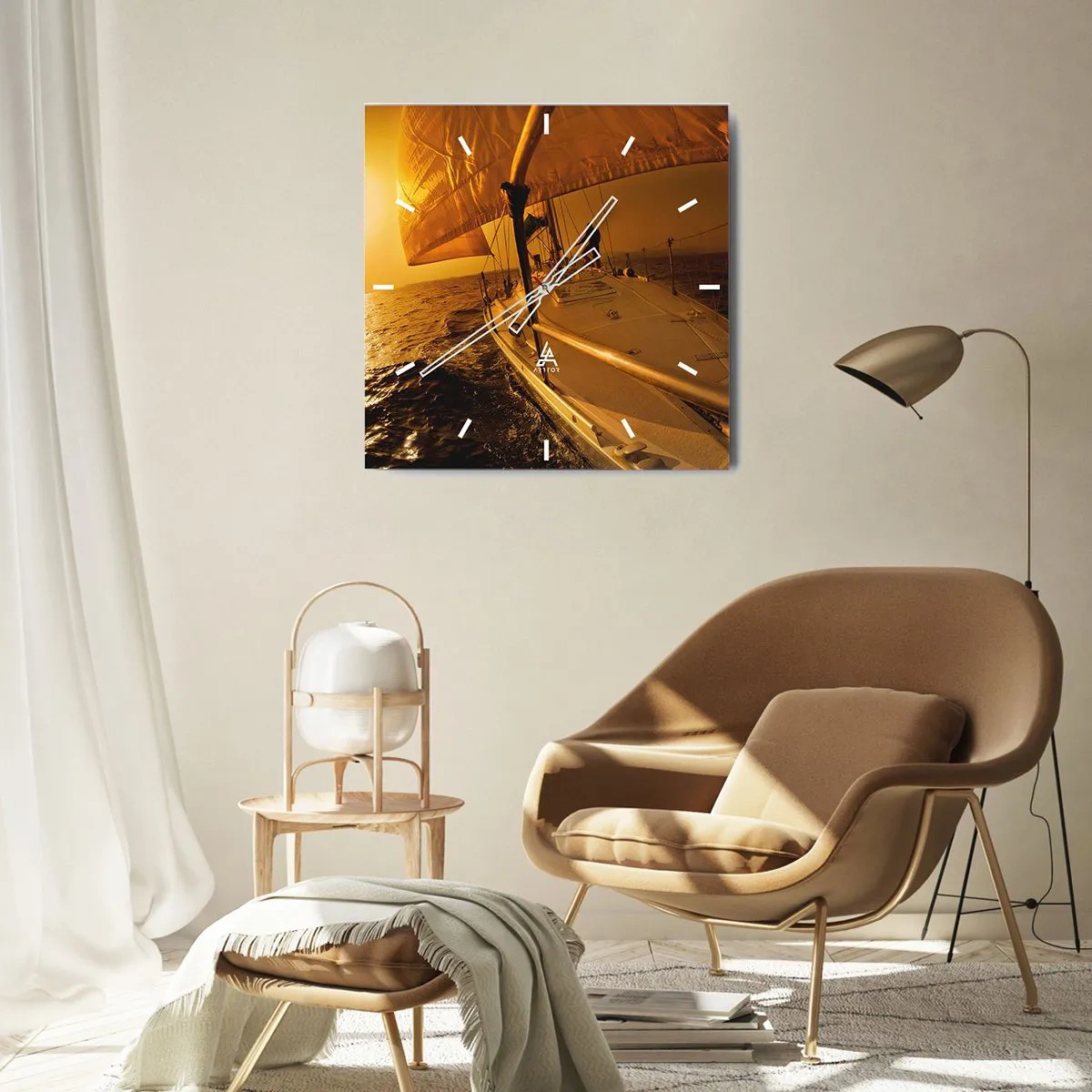 Nástěnné hodiny - Zlatý večer po vícebarevném dni - 30x30 cm