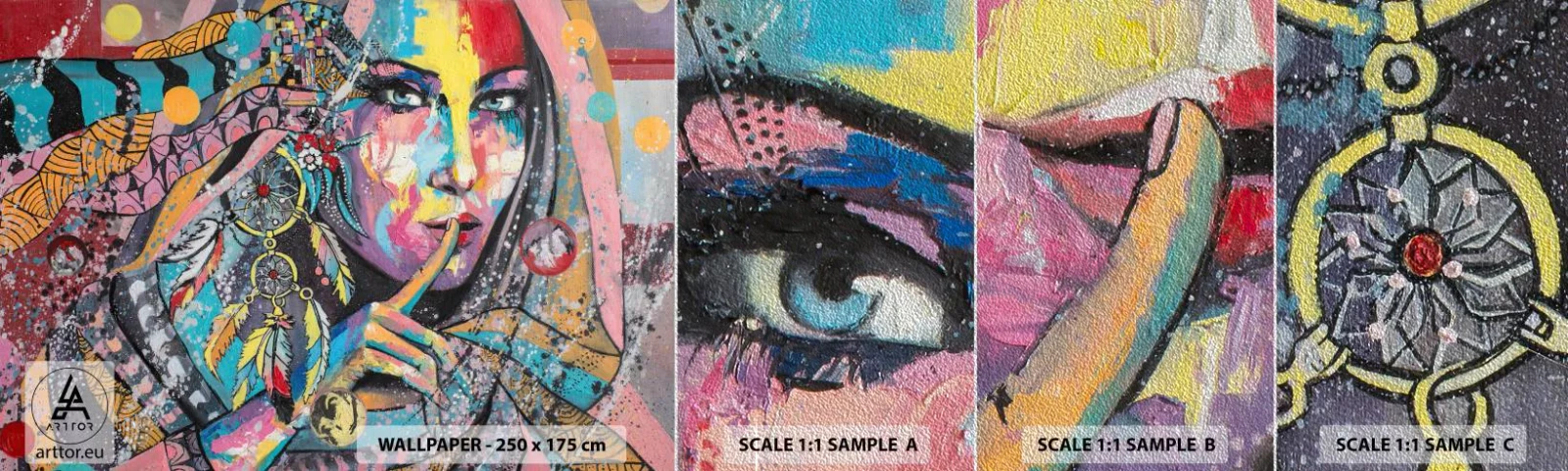 Vzor Fototapety Premium Sand - Mlč, než pochopíš - Žena, Portrét ženy, Boho - 100x30 cm