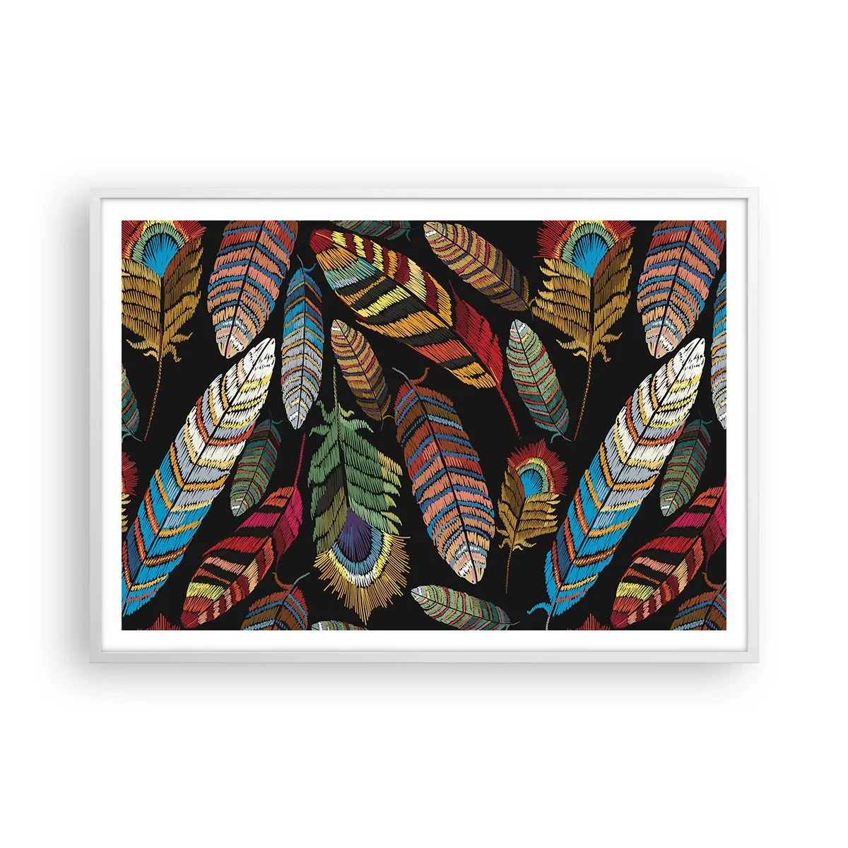 Plakát v bílém rámu - Ptačí karneval - 100x70 cm