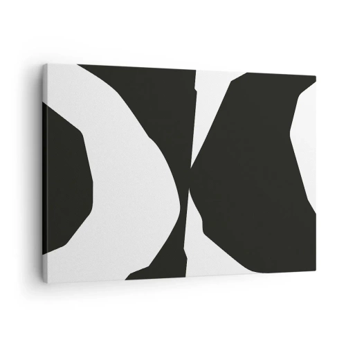 Obraz na plátně - Abstraktní kontrastní vzor v černé a bílé - 70x50cm - Positive-negative - Moderní nástěnná dekorace do obývacího pokoje a ložnice ARTTOR