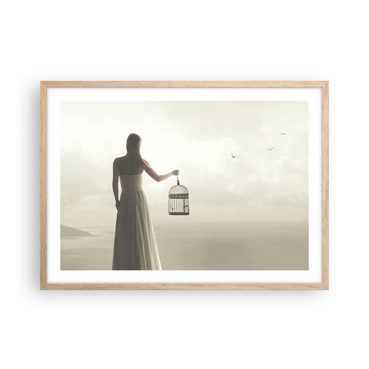Plakát v rámu světlý dub - Buď svobodná - 70x50 cm