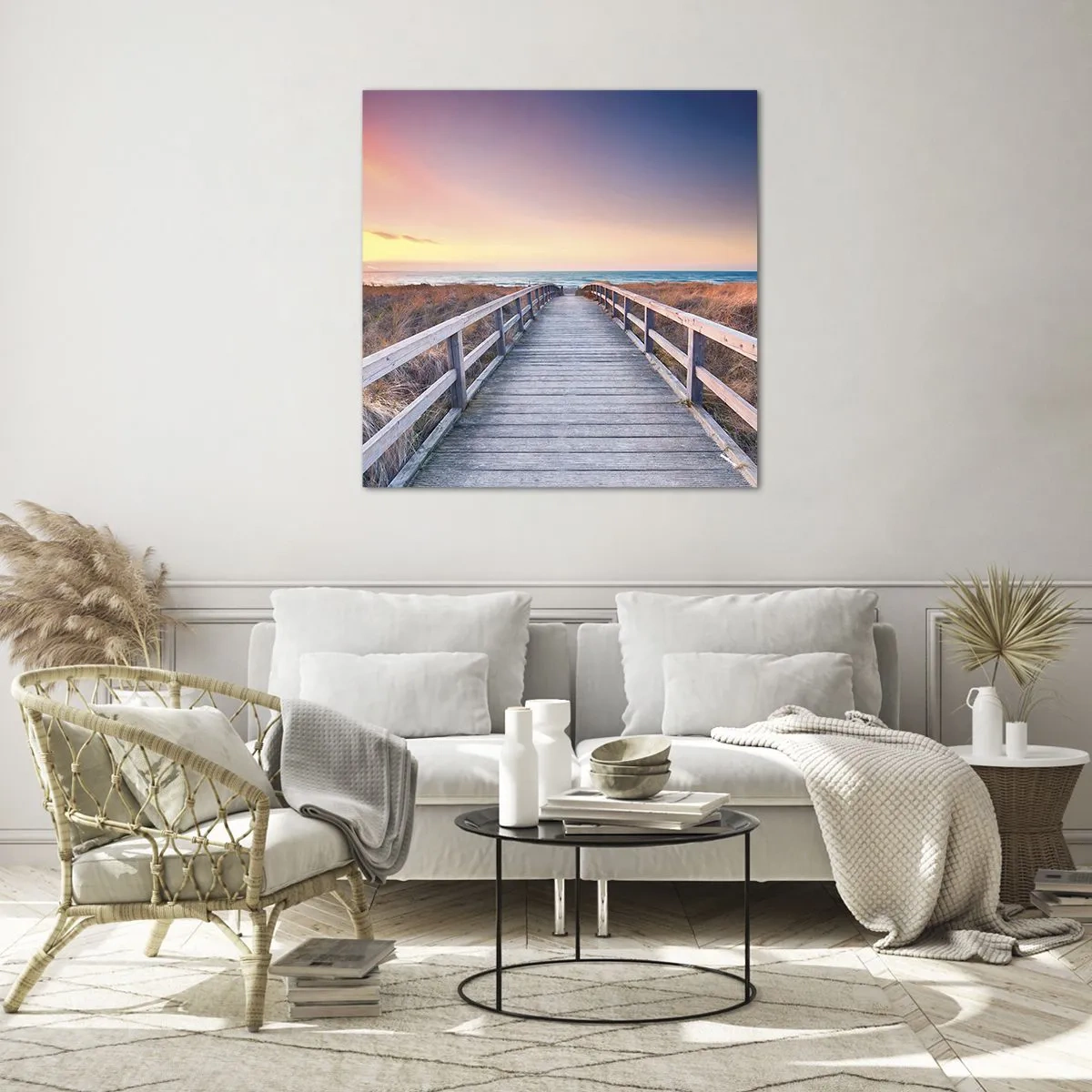 Obraz na skle - Baltská večerní polární záře - 60x60 cm