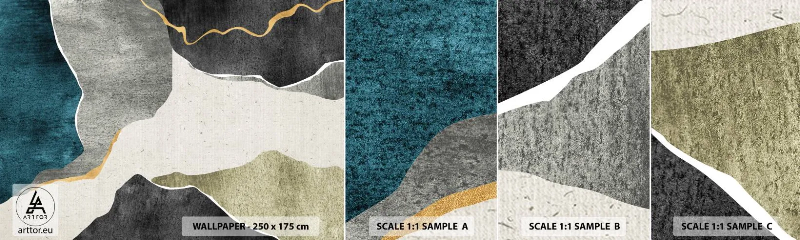 Fototapeta Vzorek Standard Eco - Mozaiková kompozice se zlatou nití - Abstrakce, Art Deco, Kus - 100x30 cm