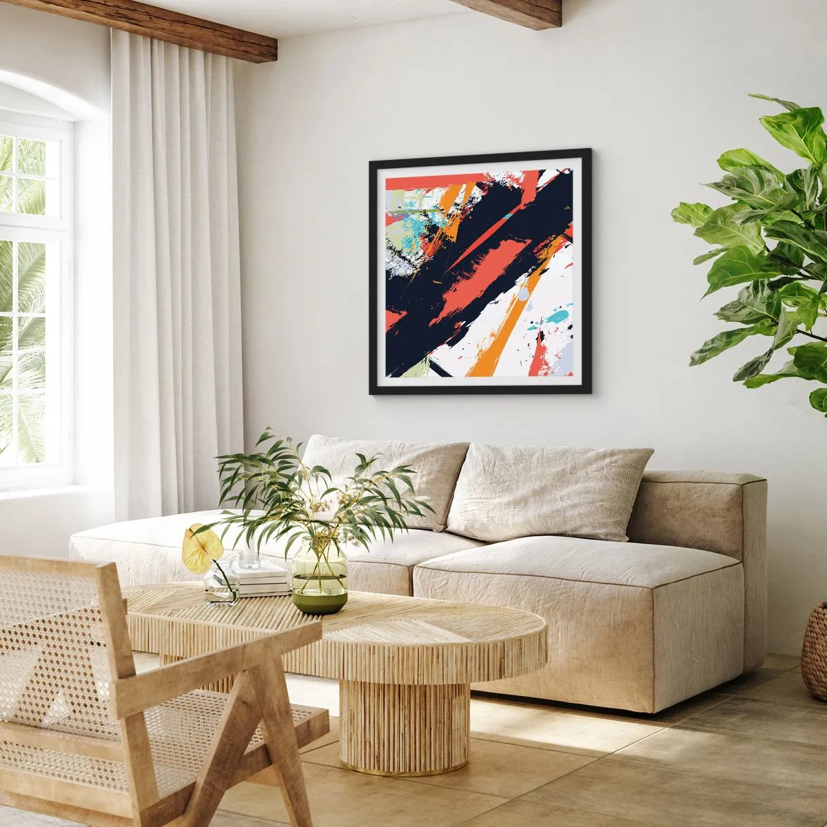 Plakát v černém rámu - Dynamická kompozice - 60x60 cm