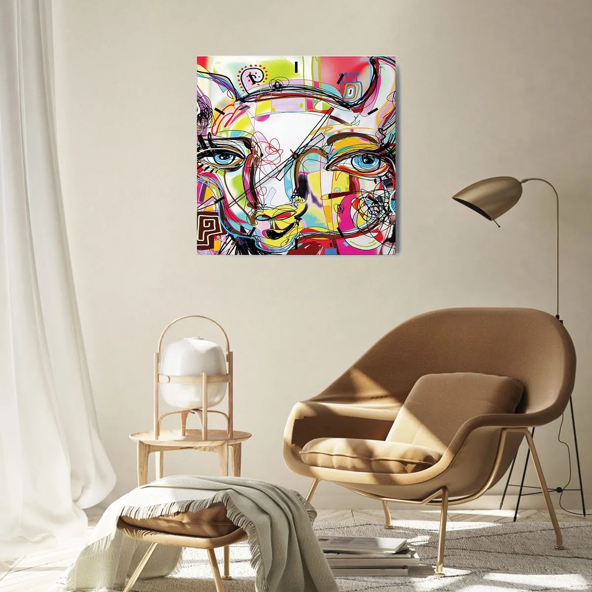 Nástěnné hodiny - Bohatství kočičí krásy - 40x40 cm