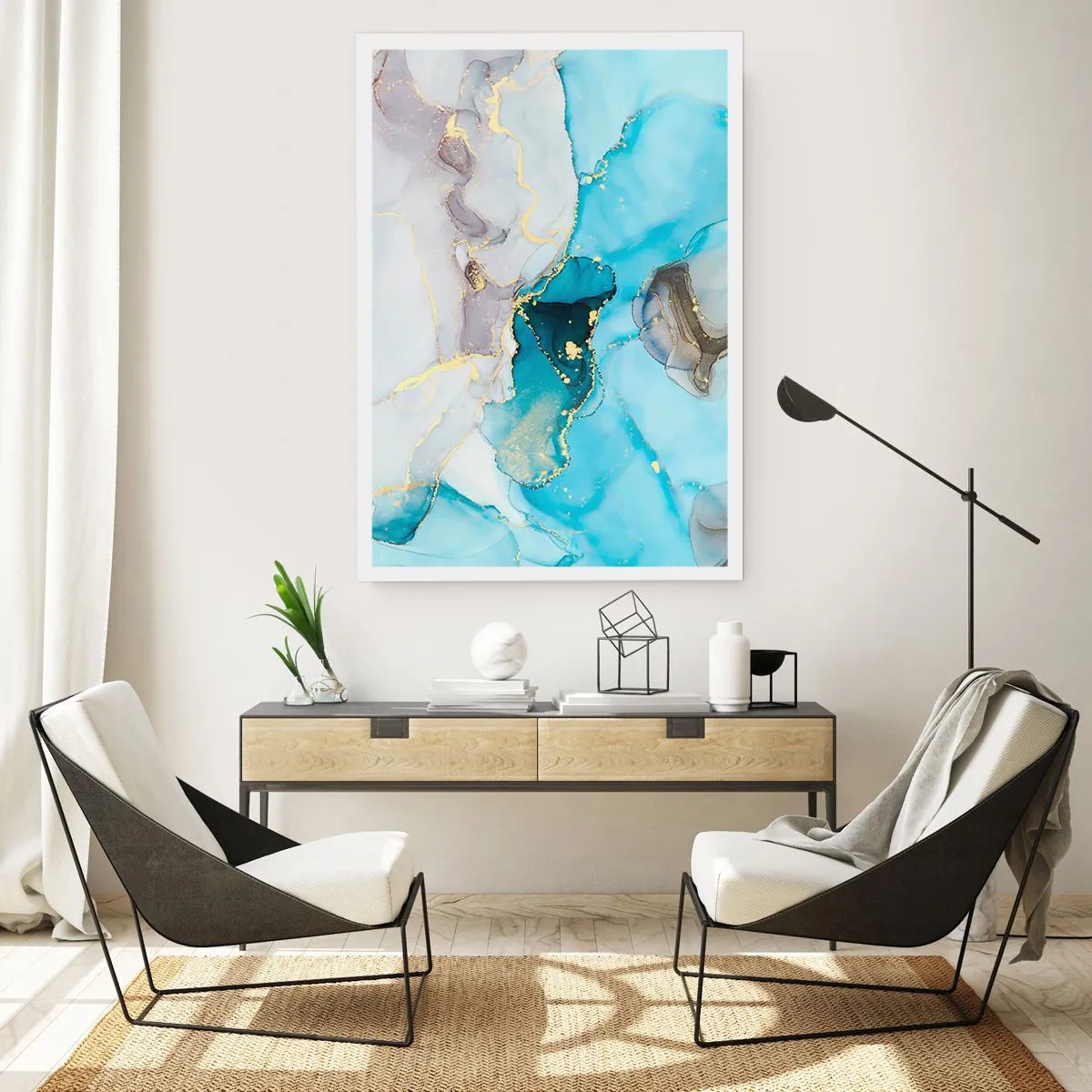 Plakát - Studie o setkání šedé a tyrkysové - 50x70 cm