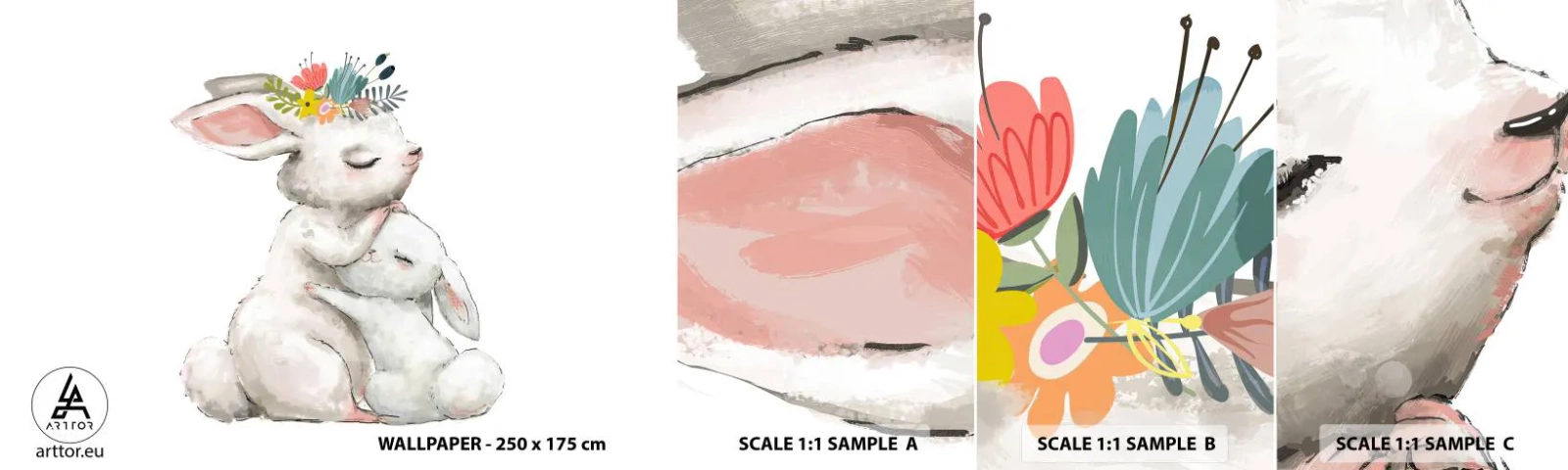 Vzor Fototapety Samolepicí Deluxe Sticker - Nejlepší je u mámy - Pro děti, Králičí, Matka S Dítětem - 100x30 cm