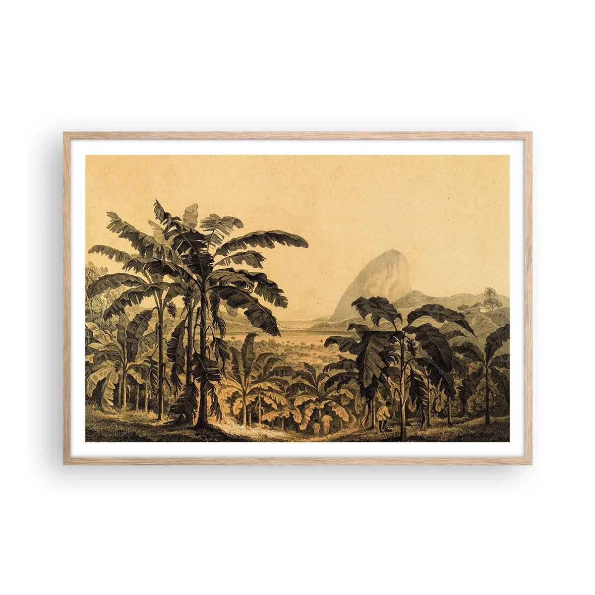 Plakát v rámu světlý dub - V koloniálním stylu - 100x70 cm