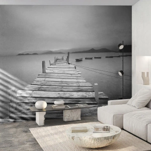 Fototapeta Premium Sand - Za horami, za moři - Krajina, Dřevěný most, Lodž - 150x105 cm