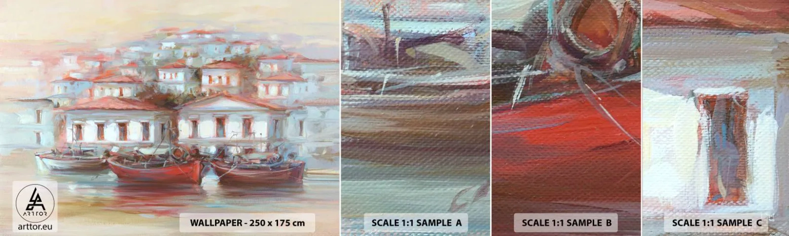 Fototapeta Vzorek Standard Eco - Šťastné městečko - Architektura, Plachetnice, Přístav - 100x30 cm